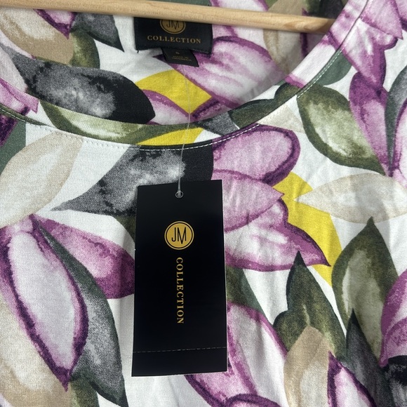 NWT JM Collection Womens White Purple Floral 3/4 Sleeve Pullover Blouse S SMALL - Picture 11 of 14